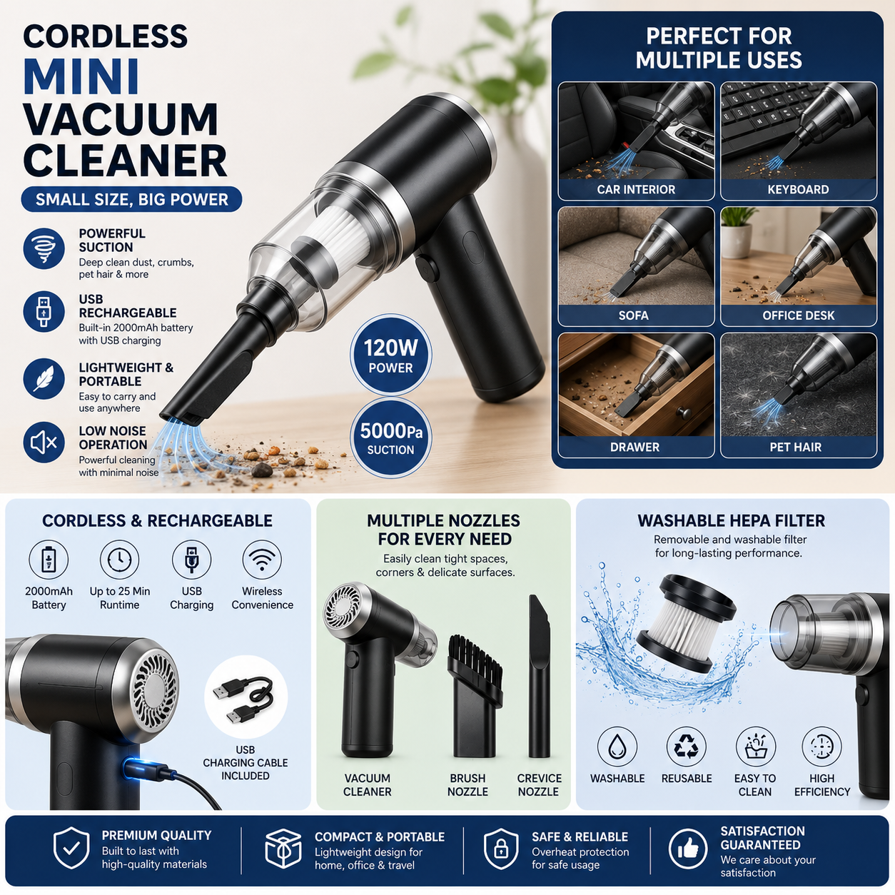 Cordless Mini Vacuum Cleaner - The Easy Living